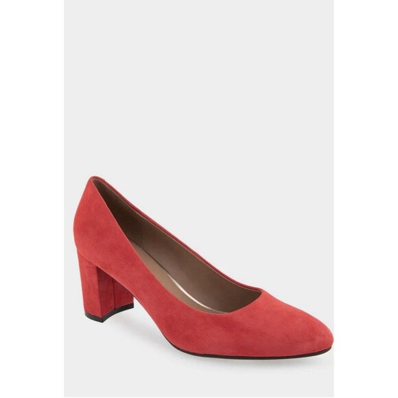 NWOB Aerosoles Women's Mid Heel Pump in Red Genuine Suede Size 8 - Picture 1 of 11